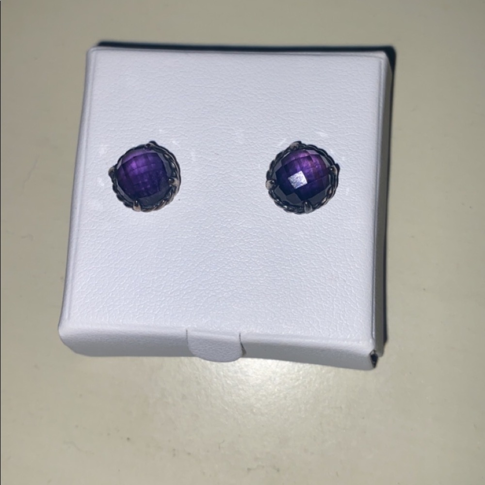 David yurman  Sterling silver purple amethyst backed with hematine: 8mm diameter